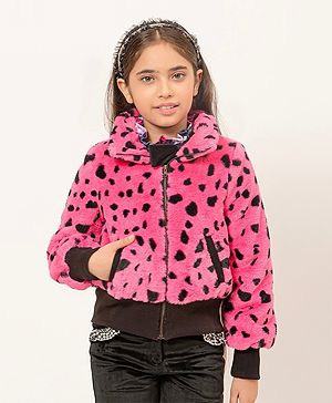 One Friday Full Sleeves Polka Dots Designed Jacket - Pink