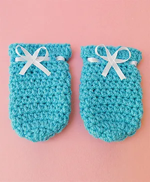 Love Crochet Art Crochet Baby Mittens - Sky Blue
