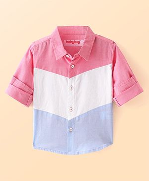 Babyhug Cotton Woven Full Sleeves Regular Collar Solid Colour Shirt - Multicolor