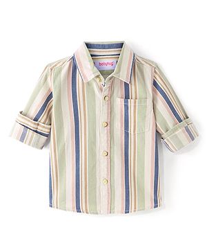 Babyhug Cotton corduroy Woven Full Sleeves Checks Shirt - Green & White