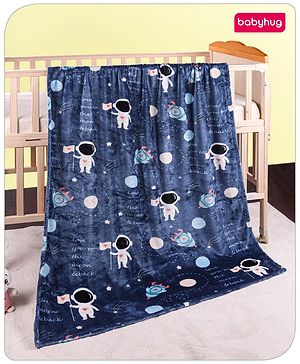Babyhug Coral All Season Blanket Planet Print - Navy Blue