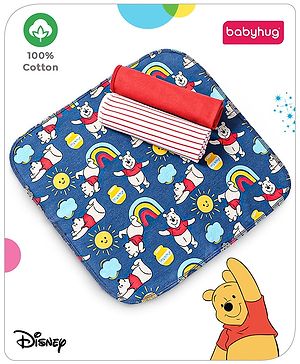Babyhug Disney Wash Cloth Set of 3 Winnie The Pooh Print - Navy & Red
