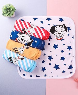 Babyhug Disney Cotton Interlock Kint Wash cloth with 101 Dalmatians Graphics L 30 x H 30 cm Pack Of 5 - Red White & Blue