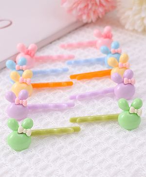 Babyhug Bunny Hair Pins & Clips Set of 10 - Multicolor
