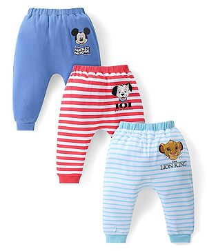 Babyhug Disney Interlock Knit Full Length Diaper Legging with Micky Mouse  101 Dalmatians & Lion King Print Pack of 3 - Multicolor