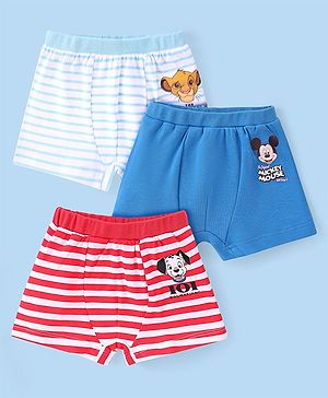 Babyhug Disney Lycra Knit Trunks With Mickey Mouse 101 Dalmatians & Lion King Graphics Pack of 3 - Multicolour