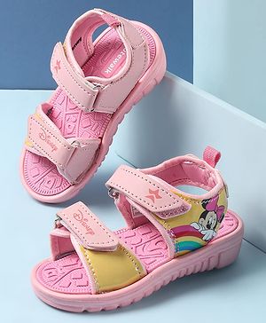Cute Walk by Babyhug Disney Sandals with Velcro Closure Minnie Mouse Print - Pink