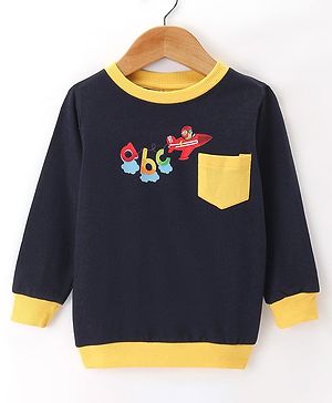 Bumzee Looper Full Sleeves Aeroplane Printed Sweatshirt - Navy Blue