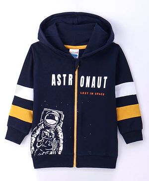 BUMZEE Full Sleeves Astronaut Printed Sweat Jacket - Navy Blue