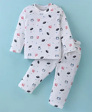 Firstcry Doreme Night Dress Hosiery Cotton Girls Night Suit, Size