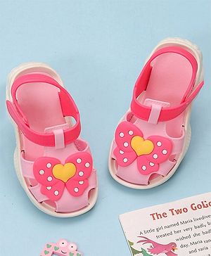 Yellow Bee Rubber   Bow Detailed Sandals - Pink