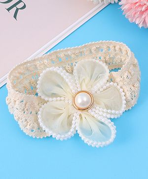 Babyhug Flower & Bead Applique Headband - Beige
