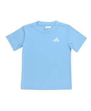 Adidas Kids Half Sleeves Solid T-shirt Logo Print - Light Blue