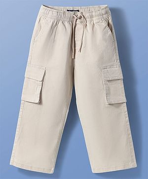 Pine Kids Cotton Woven Full Length  Trouser with Pockets - Beige