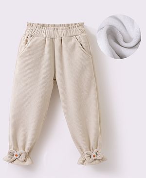 Kookie Kids Full Length Lounge Pants with Bow Applique - Cream