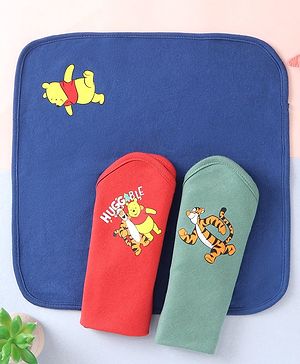 Babyhug Disney Interlock Knit Hand & Face Towel with Winnie the Pooh Print L 30 x B 30 cm Pack of 3 - Multicolor