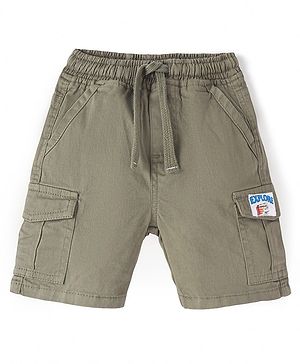 Babyhug Twill Woven Knee Length Bermuda With Patch Detailing - Olive