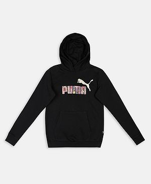 PUMA Full Sleeves Brand Logo Printed Hooded Sweat Shirt - Black