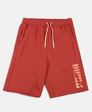 PUMA Cotton Brand Name Printed Shorts - Red