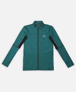 PUMA Full Sleeves Colour Blocked & Brand Logo Printed Jacket - Green