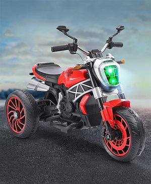 Babyhug Super Harley Kids Three Wheel Battery Operated Ride on Bike With Music & Lights - Red