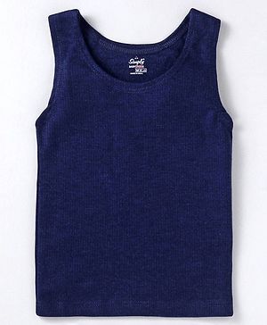 Simply Cotton Knit Sleeveless Solid Color Thermal Wear  Vest - Navy Blue