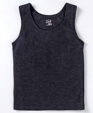 Simply Cotton Knit Sleeveless Solid Color Thermal Wear  Vest - Black