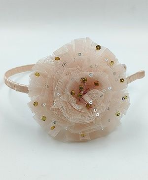 CHOKO Sequin Embellished Floral Designed Hair Band - Peach