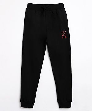 Campana 100% Cotton Directions Printed Joggers - Black