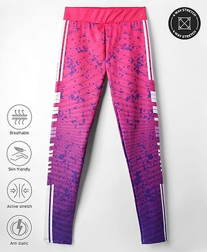 Pine Active Full Length Super Stretch Abstract Printed Leggings - Pink