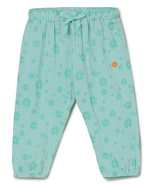Milou Cotton Floral Printed Pant - Blue