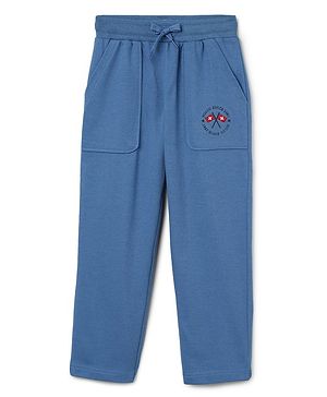 Milou Cotton Brand Name Embroidered Pant - Blue