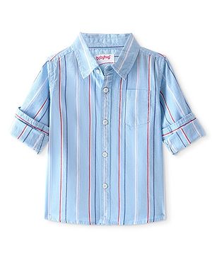 Babyhug Cotton Woven Full Sleeves Striped Shirt - Blue