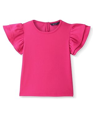Pine Kids Woven Half Sleeves Solid Top - Magenta