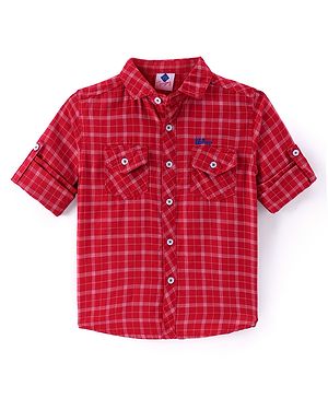 TONYBOY Cotton Full Sleeves Checked Shirt - Red