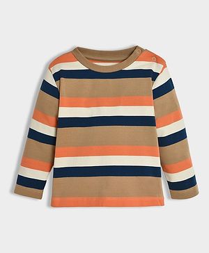 Mi Arcus Cotton Elastane Full Sleeves Striped Tee - Multi Color