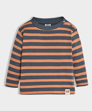 Mi Arcus 100% Cotton Striped Tee -  Grey & Brown