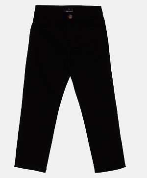 Kiddopanti Full Length Solid Stretchable Denim Jeans - Black