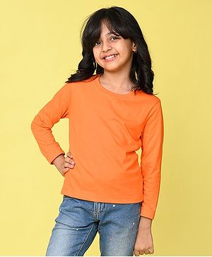 NUSYL Cotton Full Sleeves Solid Tee - Orange