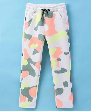 Olio Kids Fleece Knit Full Length Camouflage Printed Lounge Pant - Green