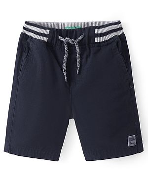 UCB Cotton Woven Knee Length Solid Colour Shorts - Navy Blue