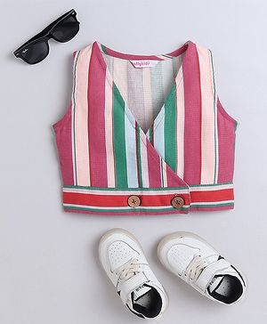 Taffykids Sleeveless Striped Wrap Crop Top - Multi Colour