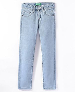 UCB Cotton Woven Full Length Solid Color Jeans - Blue