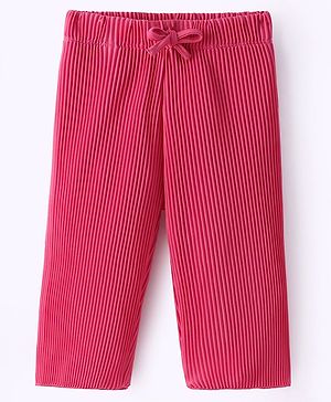 UCB Full Length Textured Solid Color Trouser With Bow - Pink