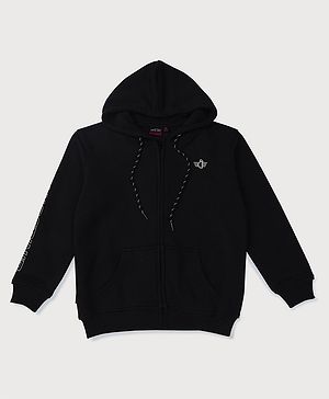 GINI & JONY Full Sleeves Solid Hoodie  - Black