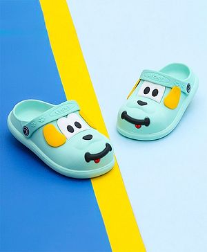 Yellow Bee Puppy Fcae Detailed Clogs - Aqua Blue