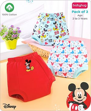 Babyhug Disney Mickey Mouse Print Training Pant Pack of 3 (suitalble for age group 2-3 years)- Red