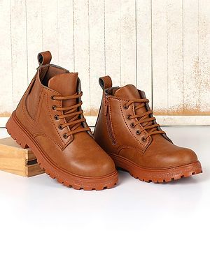Pine Kids Lace Up Solid Color Winter Boots - Brown