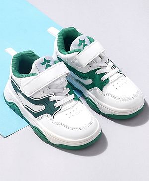 Cute Walk by Babyhug Velcro Closure Sneakers -White & Green