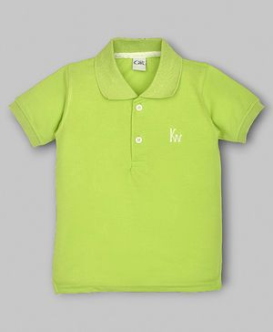 Kiwi Cotton Half Sleeves Embroidered Polo Tee - Green